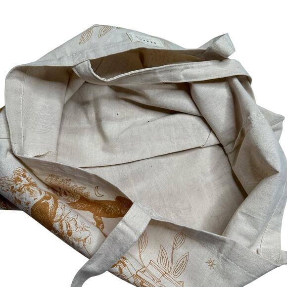 SEZANE Cream Gold Paraiso Jungle Print Tote Bag Animal Print - Picture 3 of 6